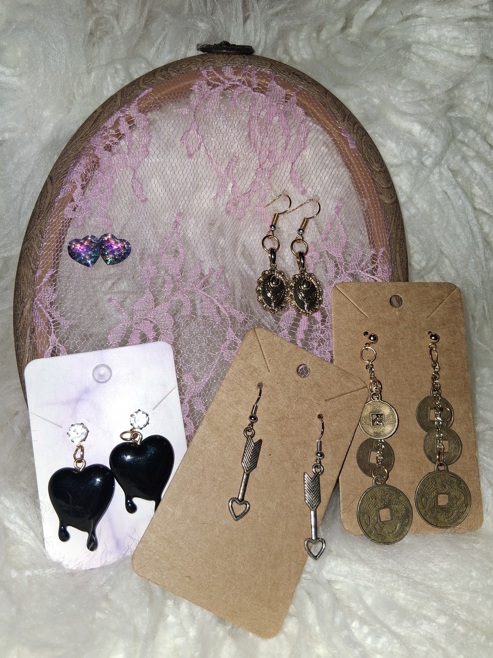 Handmade Earring Holder Wirh 5 Pairs Of Handmade Earrings